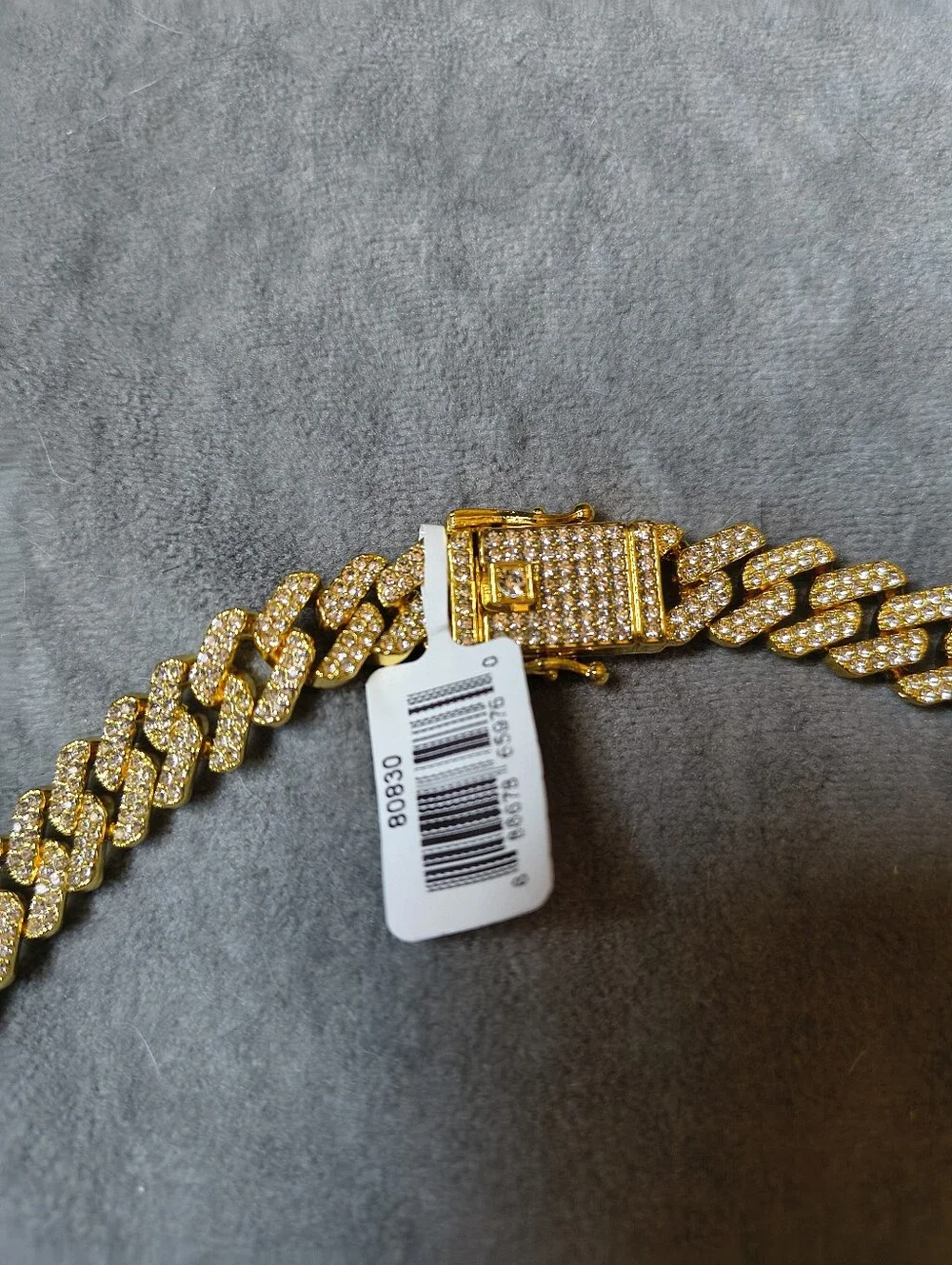 Invicta Elements Men's Iced out Cuban Chain Necklace, Gold (80830)